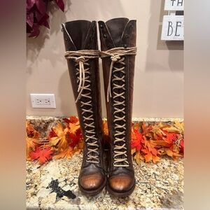 Freebird by Steven Arlo Brown Lace-Up Knee-High Boots
